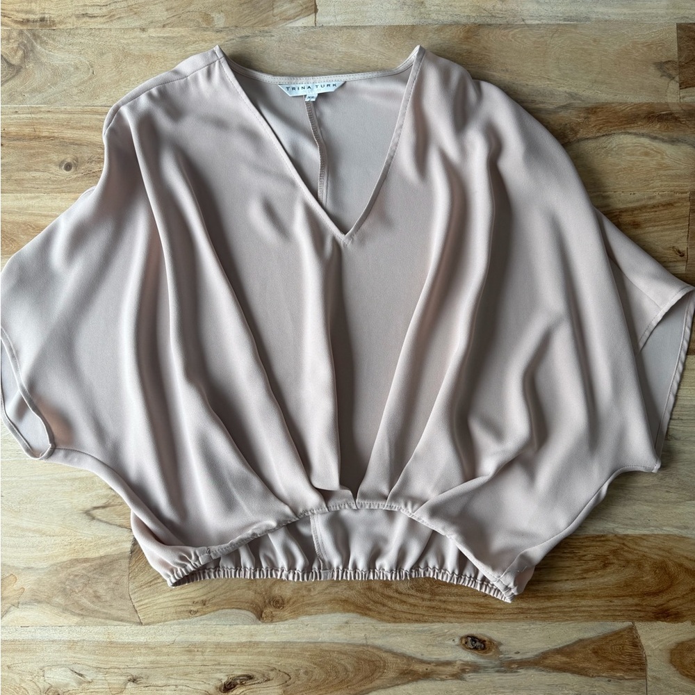 Elegant V-Neck Blush Top by Trina Turk